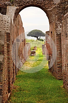 Ancient Roman Arch Ostia Antica Rome Italy photo