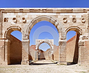 Ancient Roman Arch Ruins at Qasr Al-Mshatta Umayyad Palace in Jordan