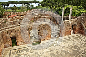 Ancient Roman Baths Mosaic Ostia Antica Rome photo
