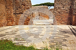 Ancient Roman Baths Neptune Mosaic Ostia Antica