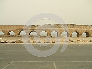 Ancient Roman beach ruins, Caesarea, Israel