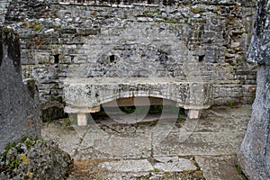 Ancient Roman Bench for patrons of the Pula Arena in Croatia
