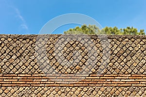 Ancient Roman brick wall - Ostia Antica Rome Italy