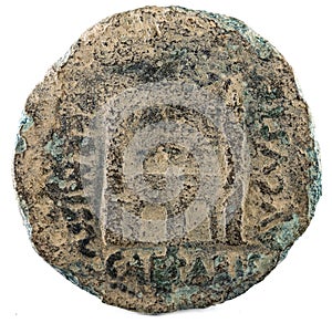 Ancient Roman bronze coin of Emperor Augustus