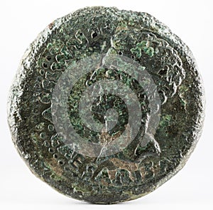 Ancient Roman bronze dupondius coin of Ebora
