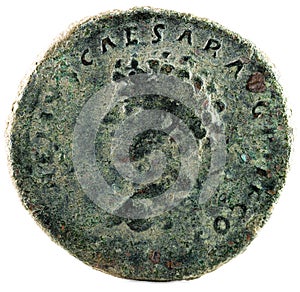 Ancient Roman bronze sestertius coin of Emperor Antoninus