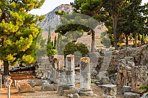 Ancient Roman buildings on the site of Corinth, Greece