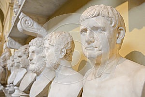 Ancient Roman busts of emperors and philosophers photo