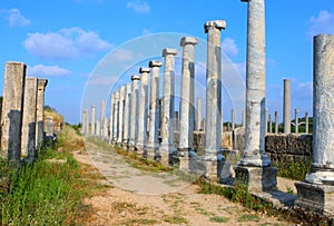 Ancient roman Cardo street in Side,