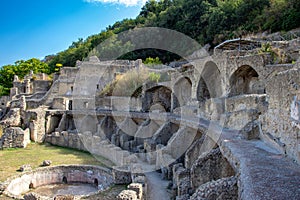 The ancient Roman city, with its ruins. Arches, columns and spas.