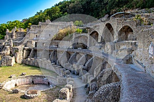 The ancient Roman city, with its ruins. Arches, columns and spas.