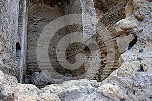 The ancient Roman city, with its ruins. Arches, columns and spas.