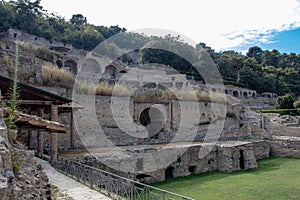 The ancient Roman city, with its ruins. Arches, columns and spas.