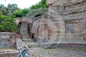 The ancient Roman city, with its ruins. Arches, columns and spas.