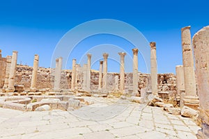 The ancient Roman city in Jerach, Jordan, the Cathedral.