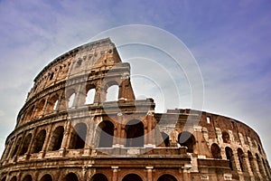Ancient Roman Coliseum on a bright summer morning