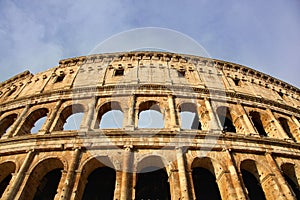 Ancient Roman Coliseum on a bright summer morning