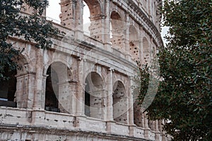 Ancient Roman Colosseum, Exterior Arches Detail, Rome, Italy