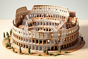 Ancient Roman Colosseum in Rome, Italy. Vintage style, Coliseum or Flavian Amphitheatre, AI Generated