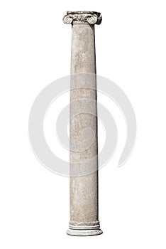 Ancient roman column isolated on white background photo