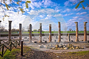 Ancient Roman columns and artefacts in town of Aquileia, Friuli Venezia Giulia