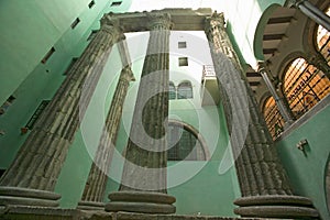 Ancient Roman Columns in Barrio Gotic, Barcelona, Spain