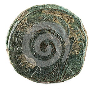 Ancient Roman copper coin of Constantinopolis photo