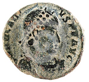 Ancient Roman copper coin of Emperor Arcadius