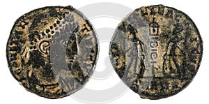 Ancient Roman copper coin of Emperor Constantius