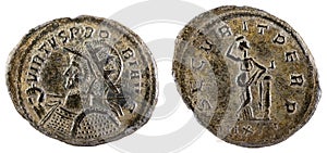 Ancient Roman copper coin of Emperor Probus