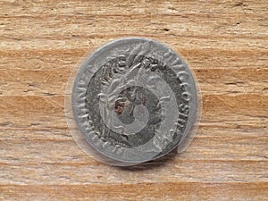 Ancient Roman denarius coin obverse showing emperor Hadrian circ