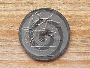 Ancient Roman didrachm coin reverse showing Jupiter chariot photo