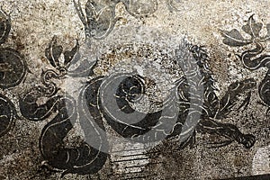 Ancient Roman Dragon Mosaic Ostia Antica Rome photo