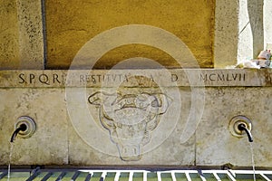 Ancient Roman Drinking Fountain End Aquaduct Rome Italy