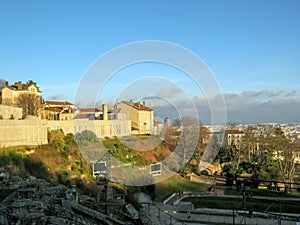 Ancient Roman era Theatre of Fourviere and Odeon on the Fourviere Hill in Lyon, Rhone-Alpes, France