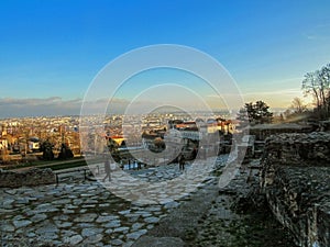 Ancient Roman era Theatre of Fourviere and Odeon on the Fourviere Hill in Lyon, Rhone-Alpes, France