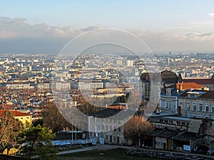 Ancient Roman era Theatre of Fourviere and Odeon on the Fourviere Hill in Lyon, Rhone-Alpes, France