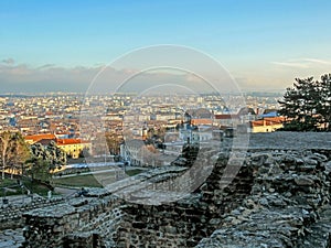 Ancient Roman era Theatre of Fourviere and Odeon on the Fourviere Hill in Lyon, Rhone-Alpes, France