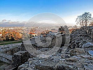 Ancient Roman era Theatre of Fourviere and Odeon on the Fourviere Hill in Lyon, Rhone-Alpes, France