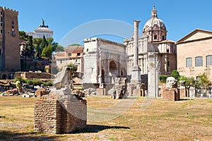 The ancient Roman Forum including the Arch of Septimius Severus photo