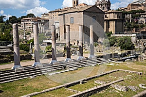 The Ancient Roman Forum and the Palatine Hill in Rome Italy