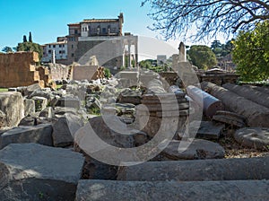 Ancient Roman Forum ruins in Rome.