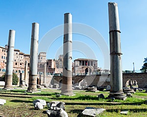 Ancient Roman Forum ruins in Rome.