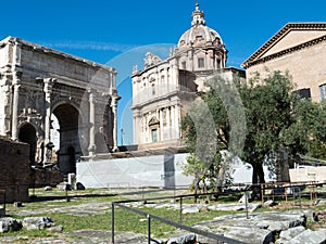 Ancient Roman Forum ruins in Rome.