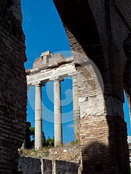 Ancient Roman Forum ruins in Rome.