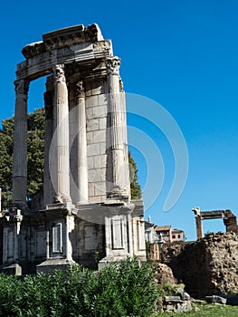 Ancient Roman Forum ruins in Rome.