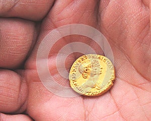 Ancient Roman gold coin of Nero photo