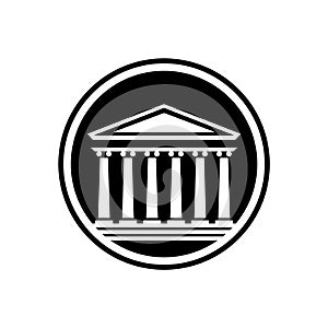 Ancient roman greek temple building logo, rounded, simple and minimalist symbol