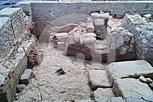 Ancient Roman heating room excavation site