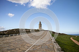 Ancient Roman lighthouse in operation, Tower of Hercules
